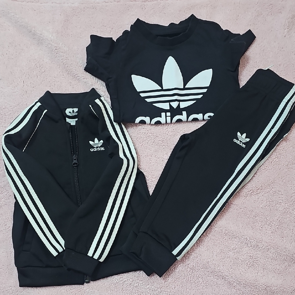 Adidas Black and White Kids' Tracksuit